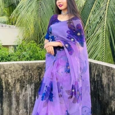 Hand Print Half Silk Sharee