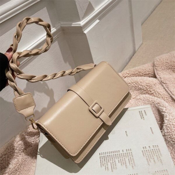 Crossbody Niche Casual Single Shoulder Female Autumn Fashion Small Square Bag Brown PU Womens Handbag RM73 (P-1371) - Image 9