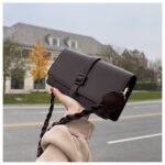 Crossbody Niche Casual Single Shoulder Female Autumn Fashion Small Square Bag Brown PU Womens Handbag RM73 (P-1371)