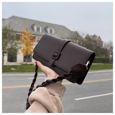 Crossbody Niche Casual Single Shoulder Female Autumn Fashion Small Square Bag Brown PU Womens Handbag RM73 (P-1371)