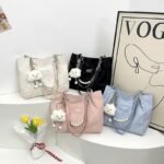 Korean version casual large capacity tote bag women's 2024 summer new fashion canvas bag feeling shoulder bag RM59 (P-1507)