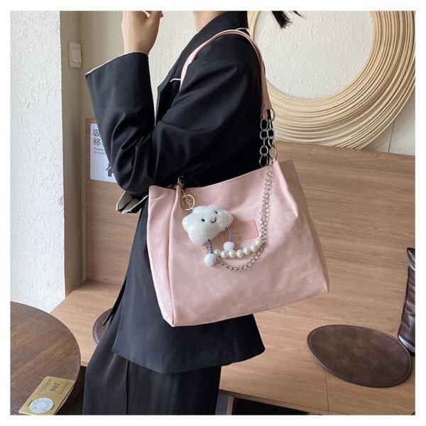 Korean version casual large capacity tote bag women's 2024 summer new fashion canvas bag feeling shoulder bag RM59 (P-1507) - Image 2
