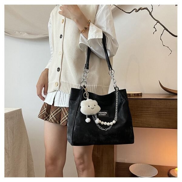 Korean version casual large capacity tote bag women's 2024 summer new fashion canvas bag feeling shoulder bag RM59 (P-1507) - Image 3