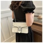 Fashionable And Versatile Solid Color PU Shoulder Bag, Casual And Simple Double-Layered Chain Square Bag RM92 (P-1509)