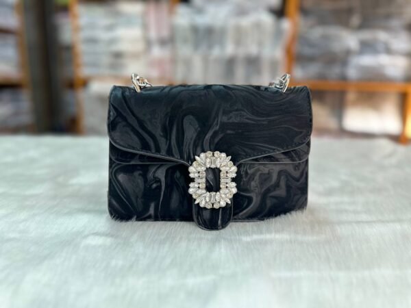 Fashionable And Versatile Solid Color PU Shoulder Bag, Casual And Simple Double-Layered Chain Square Bag RM92 (P-1509) - Image 6