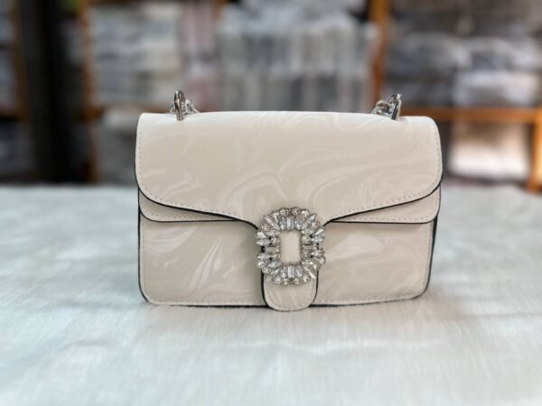 Fashionable And Versatile Solid Color PU Shoulder Bag, Casual And Simple Double-Layered Chain Square Bag RM92 (P-1509) - Image 5