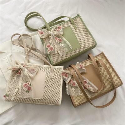 Beautiful Handwoven Straw Bag Handbag Large Capacity Shoulder Bag-113 (P-1576)