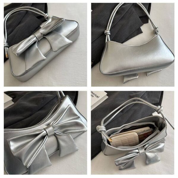 Bags for Women Fashion Cute Bowknot Decor Shoulder Bag PU Leather Underarm Bag Small Purse for Women RM117 (P-1615) - Image 2