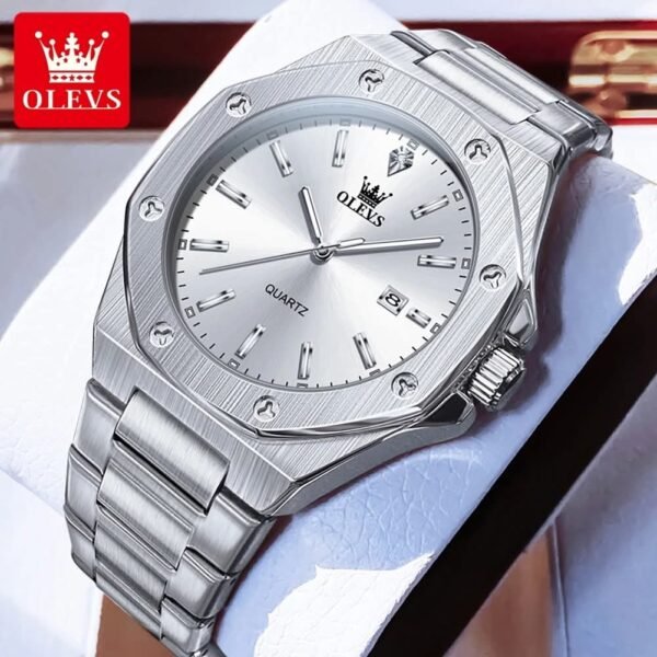 OLEVS 3613 Luxury Stainless Steel Mens Watch Master Copy (P-1622) - Image 5