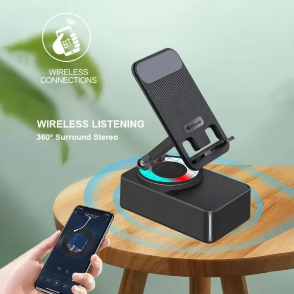 KISONLI M-1 Wireless Folding Bracket RGB Bluetooth Speaker With 360 Degree Phone Holder Stand - Image 2