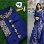 Muslin silk with embroidery work saree